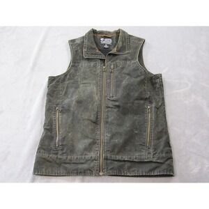 Kuhl Burr Vest Mens Medium Gun Metal Gray Waxed Look Cotton Full Zip Jacket